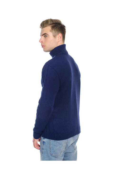 Soft Touch T-neck Knit Jumper Blue