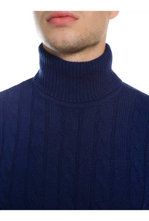 Soft Touch T-neck Knit Jumper Blue