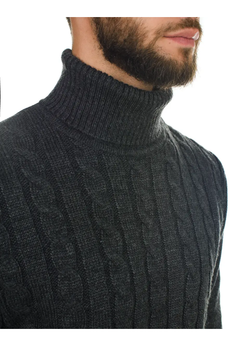 Soft Touch T-neck Knit Jumper Grey