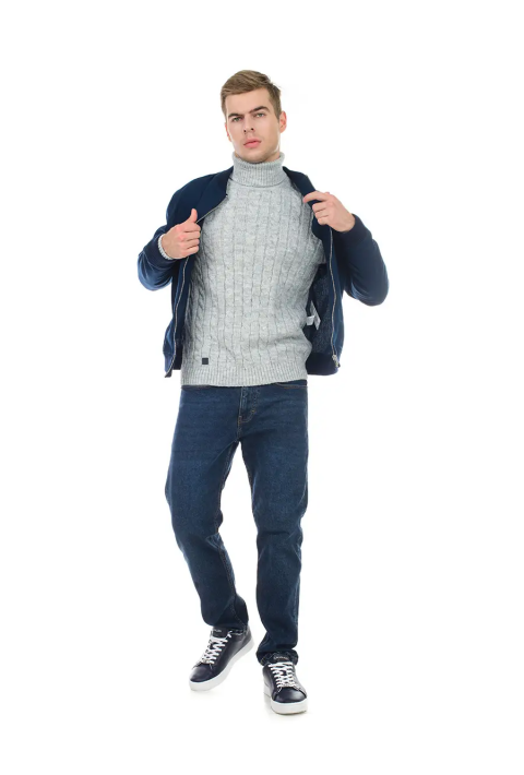 Soft Touch T-neck Knit Jumper Light Grey
