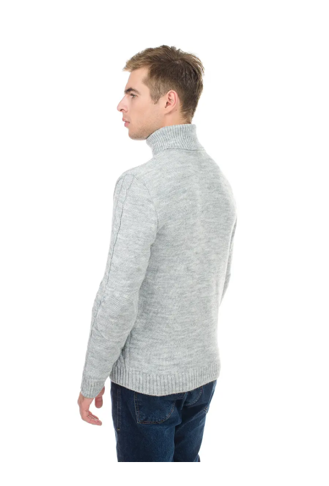 Soft Touch T-neck Knit Jumper Light Grey