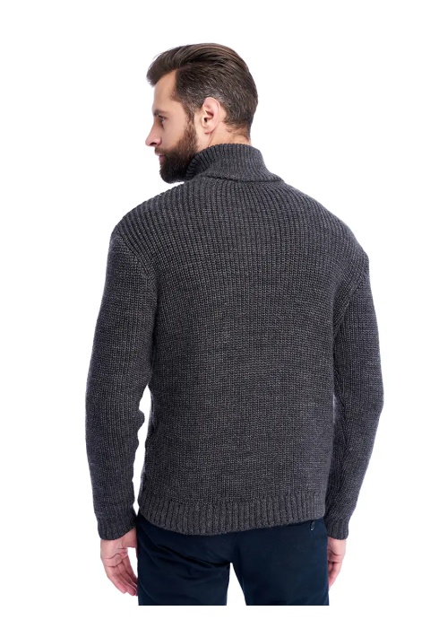 T-neck Zip Knit Sweater Grey