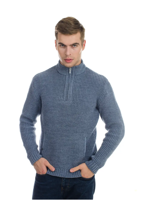 T-neck Zip Knit Sweater