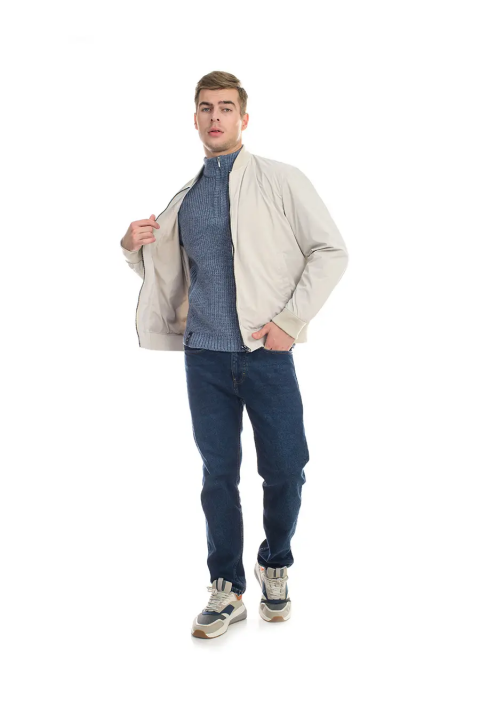 T-neck Zip Knit Sweater Jeans