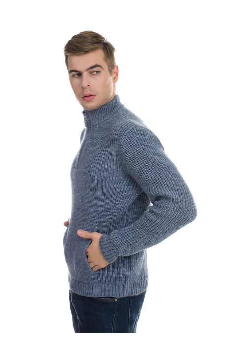T-neck Zip Knit Sweater Jeans
