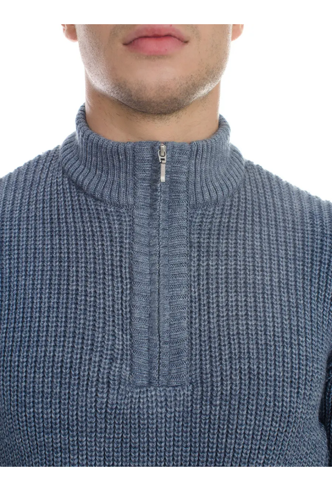 T-neck Zip Knit Sweater Jeans