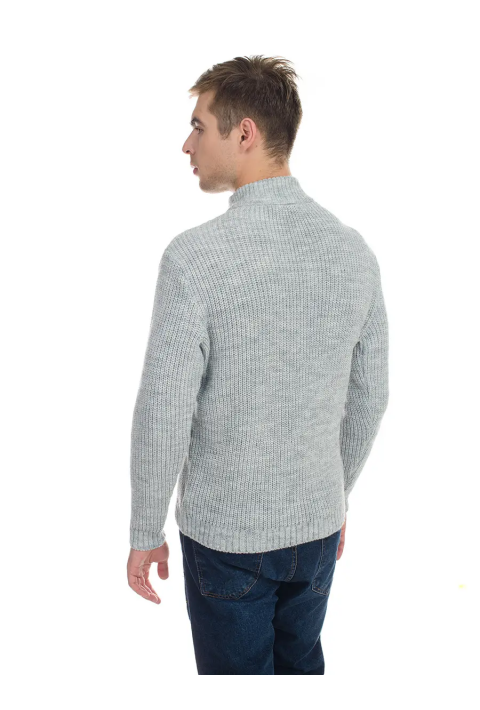 T-neck Zip Knit Sweater Light Grey