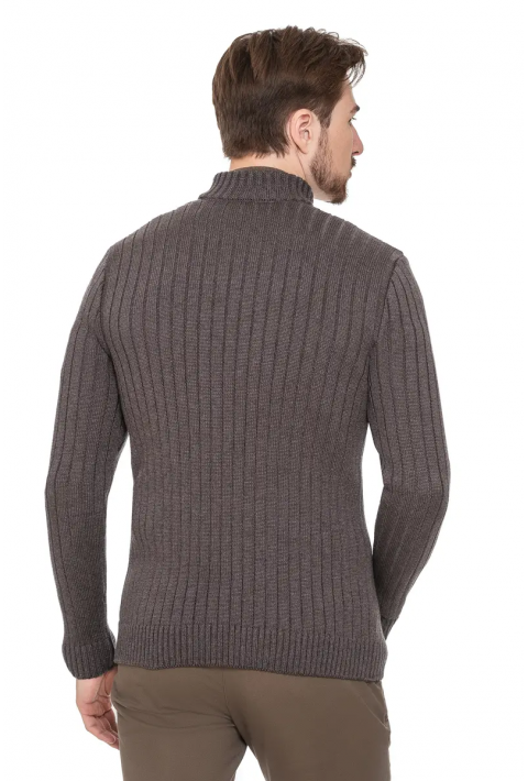 Soft Touch Zip Knit Cardigan Brown