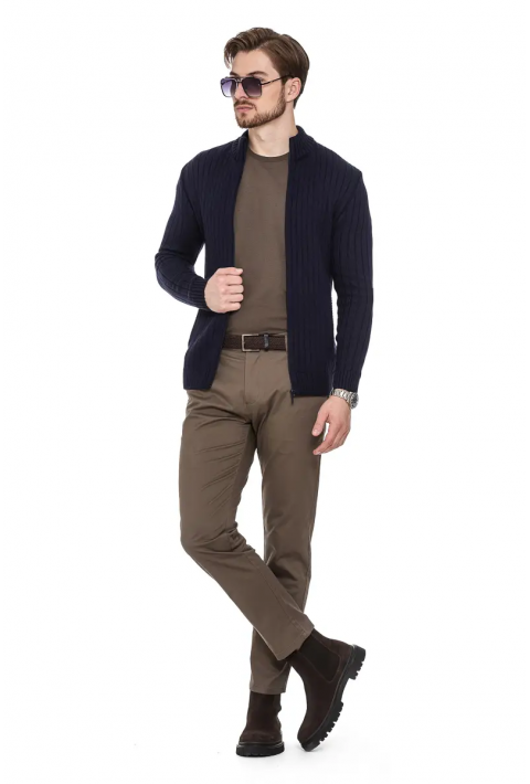 Soft Touch Zip Knit Cardigan Blue