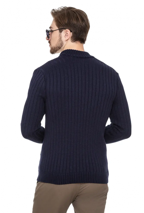 Soft Touch Zip Knit Cardigan Blue