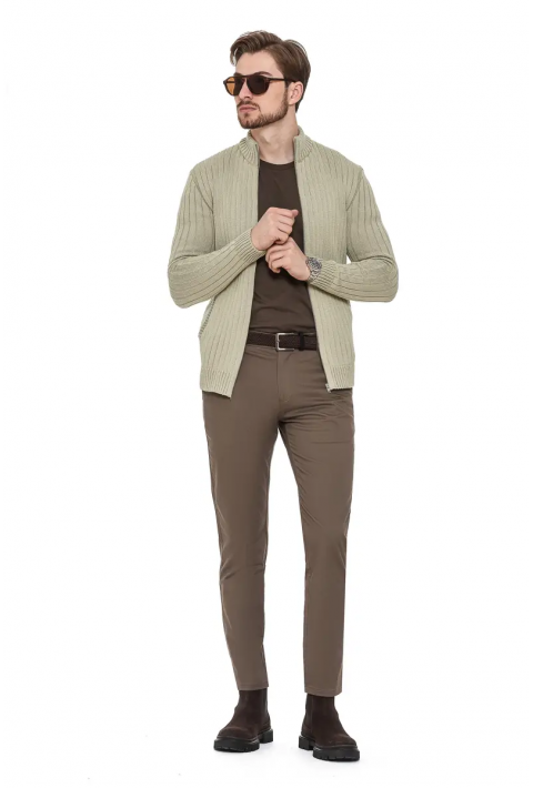 Soft Touch Zip Knit Cardigan Olive