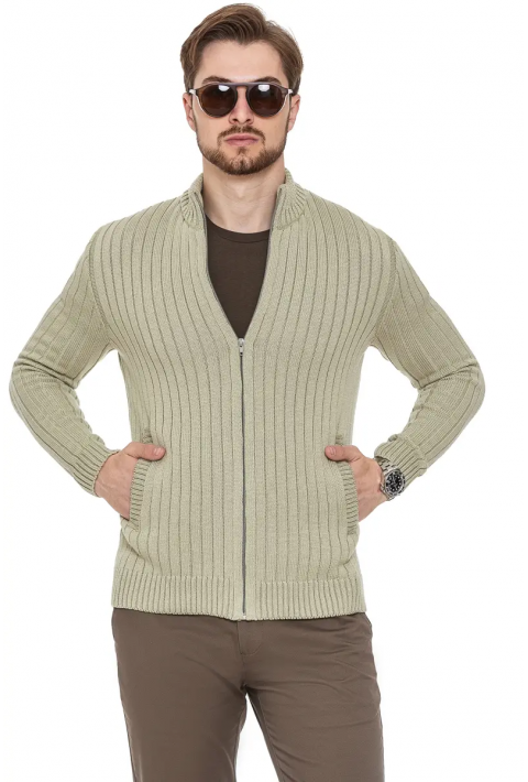 Soft Touch Zip Knit Cardigan Olive