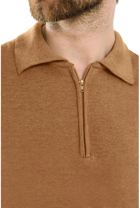 Knit T-Shirt "Polo" Brun