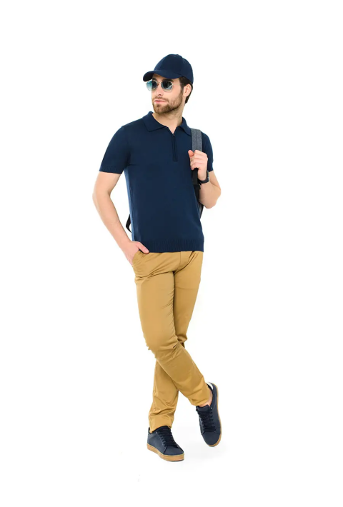 Knit T-Shirt "Polo" Blue