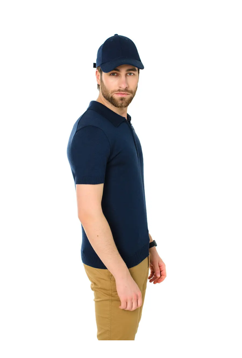 Knit T-Shirt "Polo" Blue