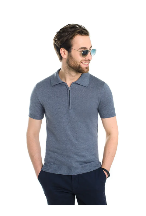 Knit T-Shirt "Polo" Grey