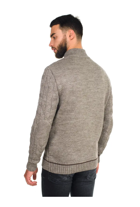 Soft Touch T-neck Zip Knit Sweater Sand