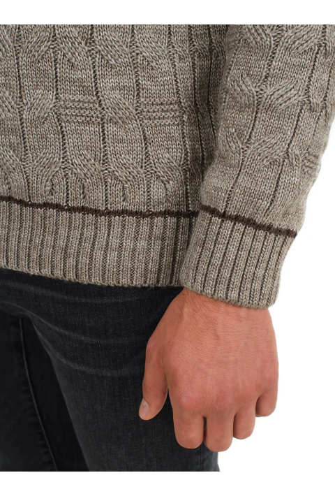 Soft Touch T-neck Zip Knit Sweater Sand