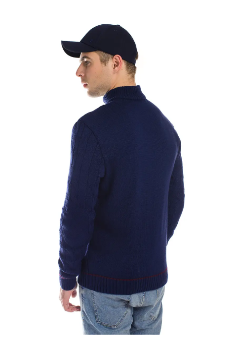 Soft Touch T-neck Zip Knit Sweater Blå