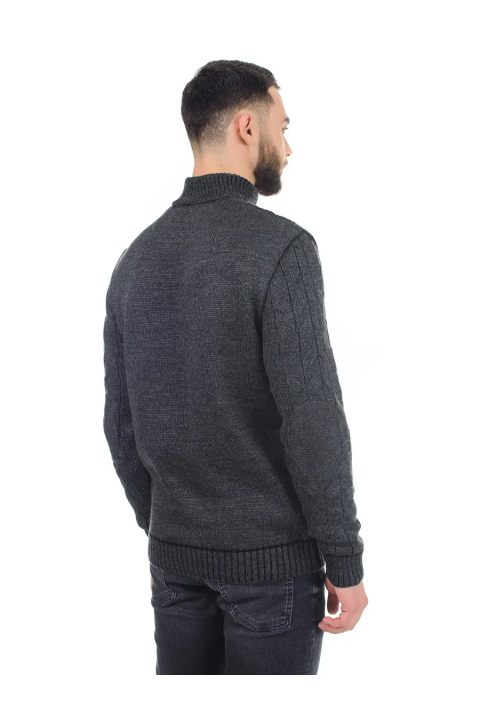 Soft Touch T-neck Zip Knit Sweater Grey