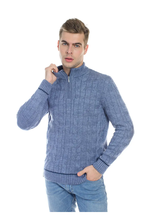 Soft Touch T-neck Zip Knit Sweater