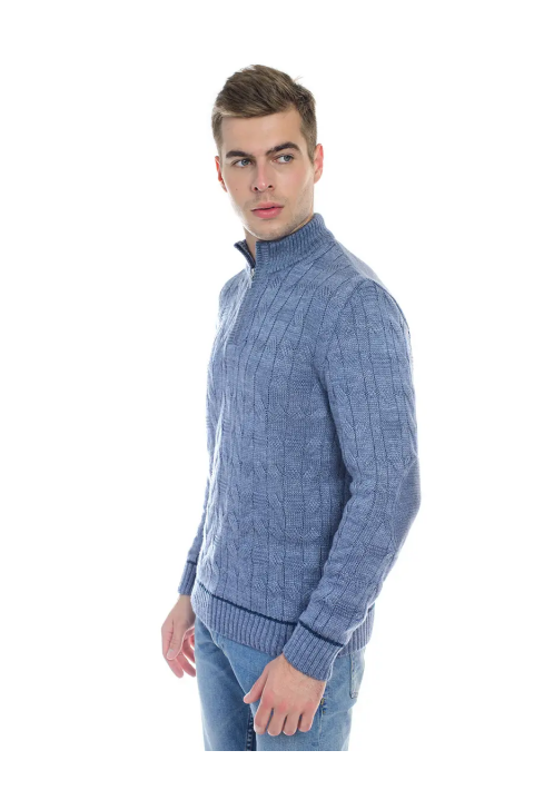 Soft Touch T-neck Zip Knit Sweater Jeans