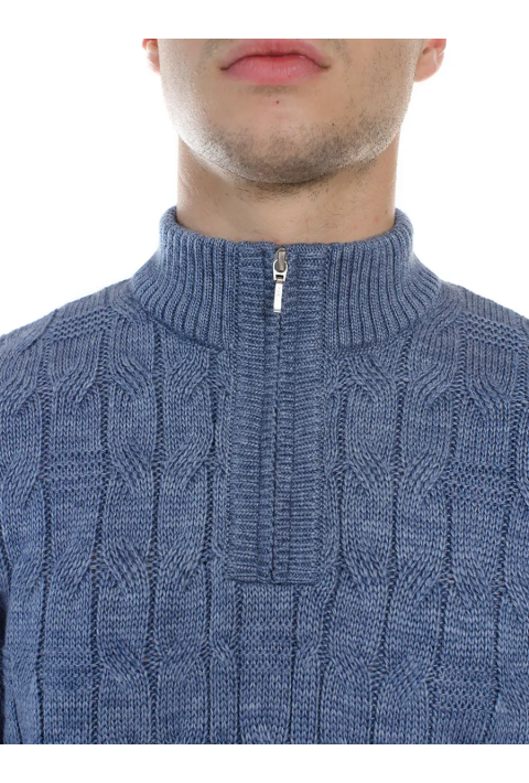 Soft Touch T-neck Zip Knit Sweater Jeans