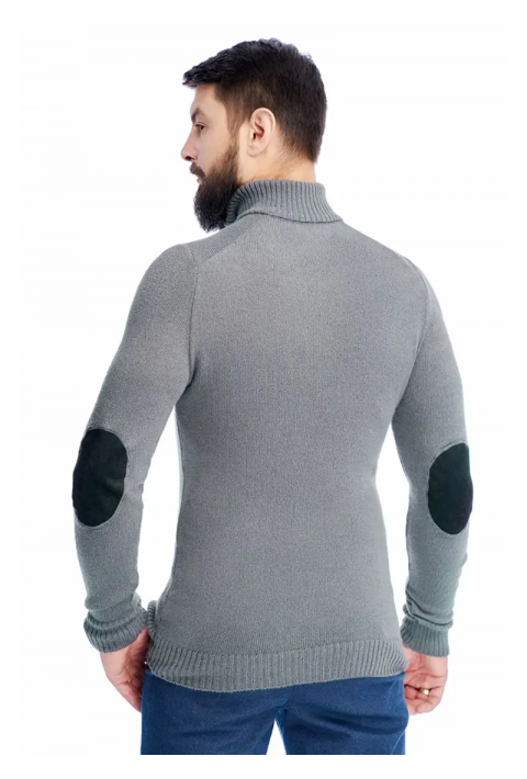 T-neck Zip Knit Sweater Grey