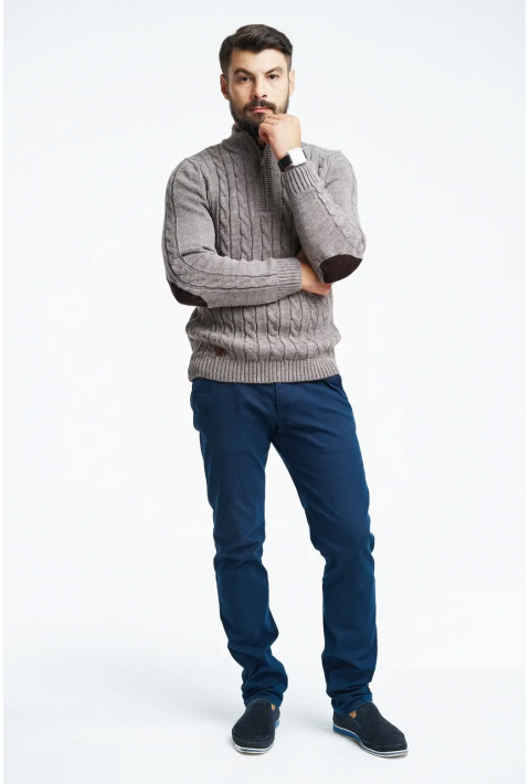 Soft Touch T-neck Zip Knit Sweater Sand