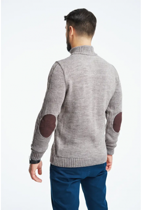 Soft Touch T-neck Zip Knit Sweater Sand