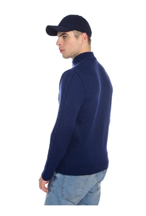 Soft Touch T-neck Zip Knit Sweater Blå