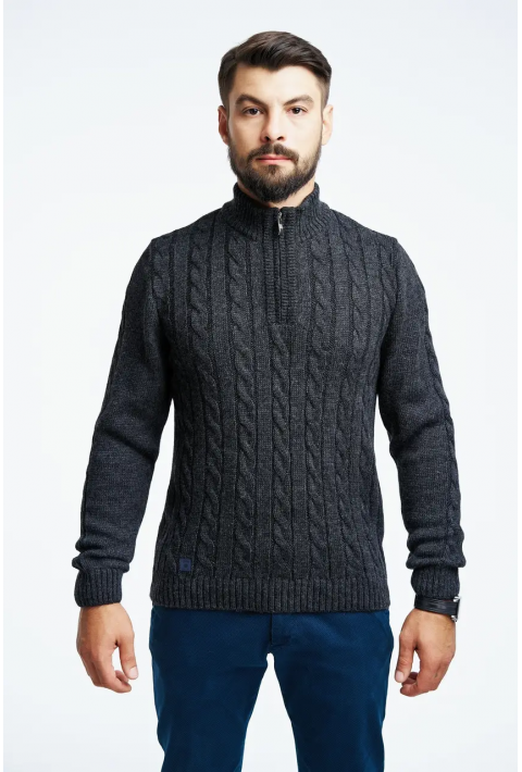 Soft Touch T-neck Zip Knit Sweater Grå