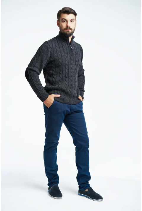Soft Touch T-neck Zip Knit Sweater Grå