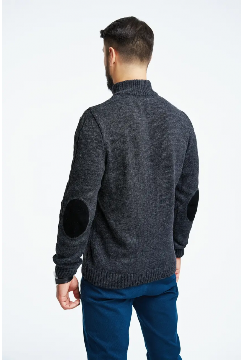 Soft Touch T-neck Zip Knit Sweater Grå