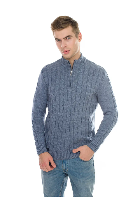 Soft Touch T-neck Zip Knit Sweater Jeans