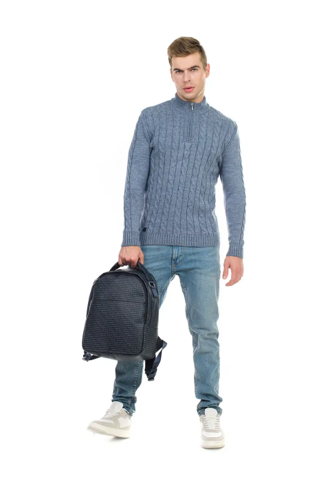 Soft Touch T-neck Zip Knit Sweater Jeans