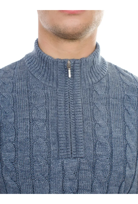 Soft Touch T-neck Zip Knit Sweater Jeans