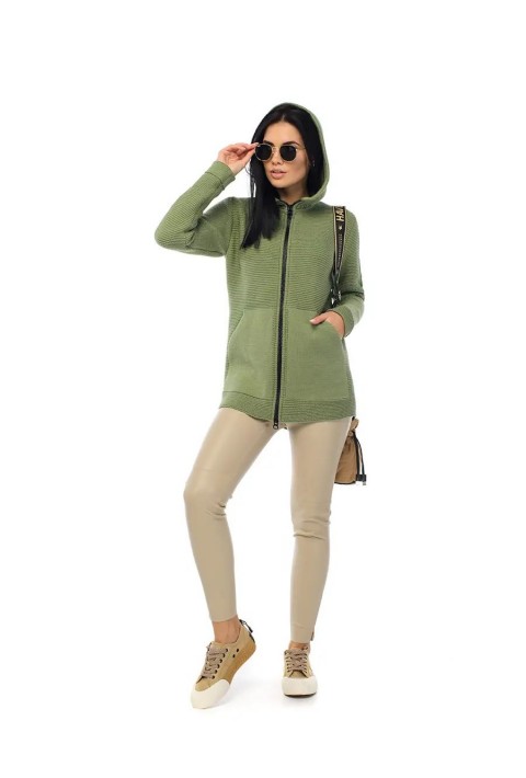Knit Cardigan Zip Green