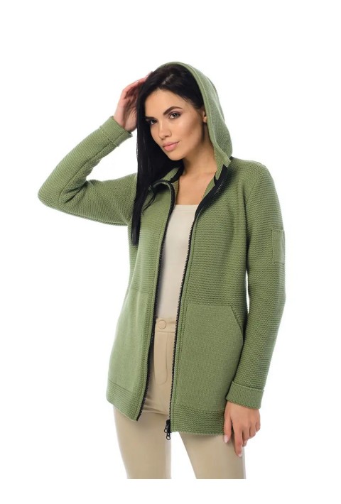 Knit Cardigan Zip Green