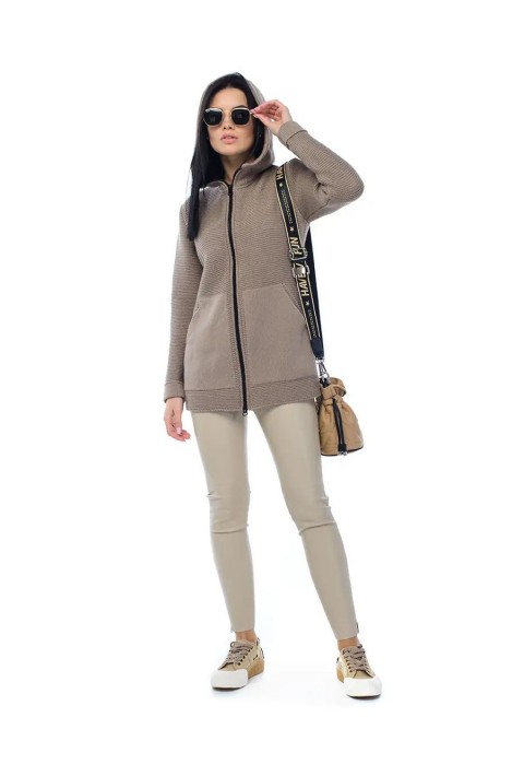 Knit Cardigan Zip Sand