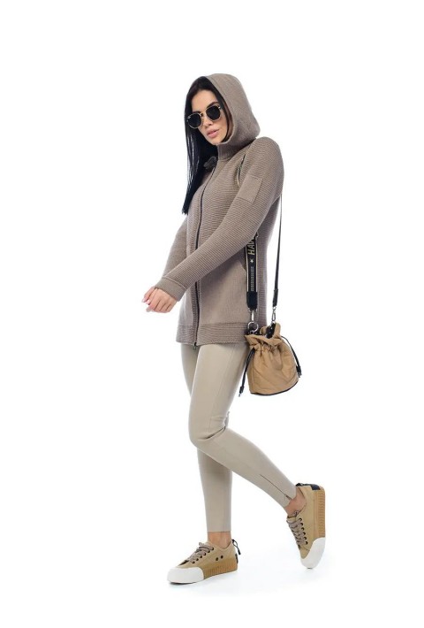 Knit Cardigan Zip Sand
