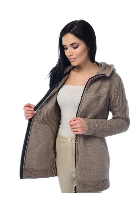 Knit Cardigan Zip Sand