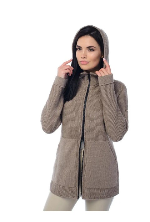 Knit Cardigan Zip Sand