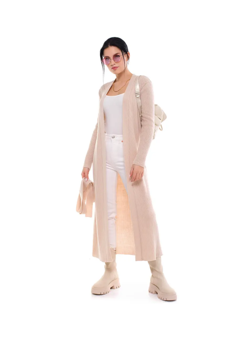 Loose Knit Cardigan Beige
