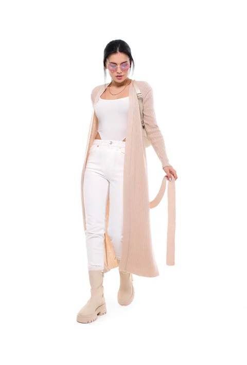 Loose Knit Cardigan Beige