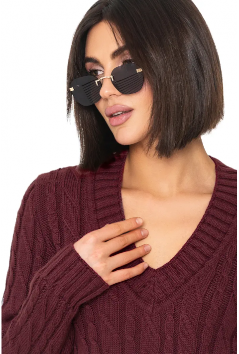 V-Neck Knit Sweater Bordeaux