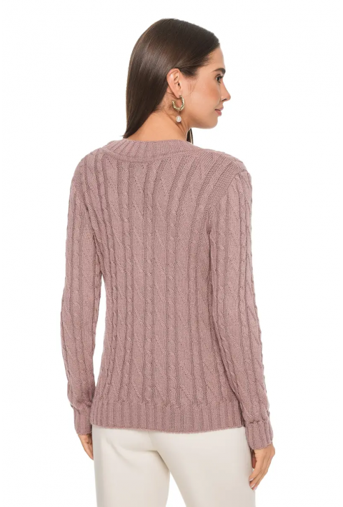 V-Neck Knit Sweater Rose