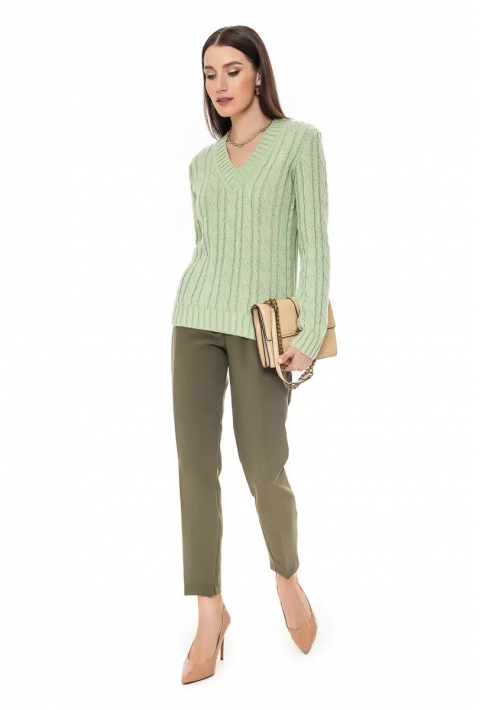 V-Neck Knit Sweater Light green