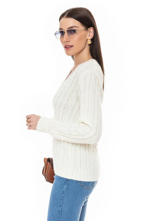 V-Neck Knit Sweater Cream