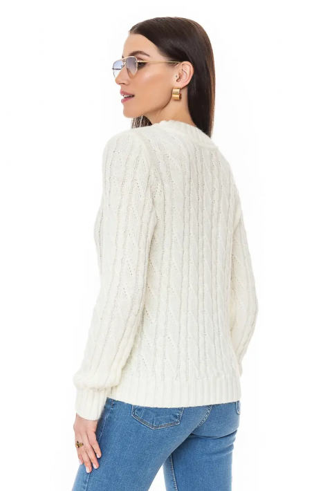 V-Neck Knit Sweater Cream